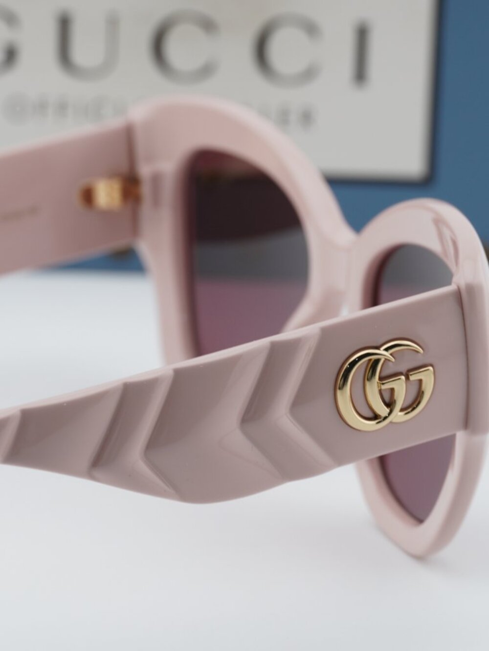Gucci GG0808S 003 Cat Eye Sunglasses - Shiny Pink / Violet - Picture 6 of 11